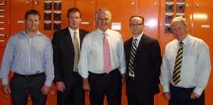 From left to right: Mark Sanders (Leighton Contractors), Nathan Anderson (Leighton Properties) Hon. Malcolm Turnbull MP, Andrew Aitken (GBCA State Manager Qld/NT), Leigh Ashman (Leighton Properties) - Photo Courtesy of Green Building Council Australia -- 29 Jan 2009