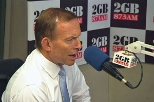 Prime Minister Abbott being interviewed by 2GB's Ray Hadley. Photo courtesy of ABC News.