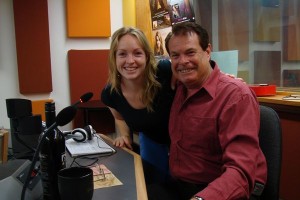 ABC New England North West Breakfast presenter Anna Moulder and bush balladeer Graham Rodger. | Photographer: | Kim Honan 21/02/2009 ABC Rural