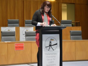Speaking in Parliament House - Photo: Kate Doak