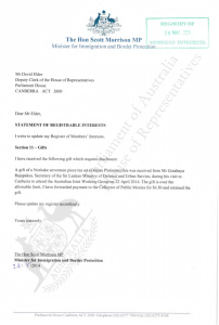 Pecuniary Interests Statement - Minister Scott Morrison - 28/5/2014